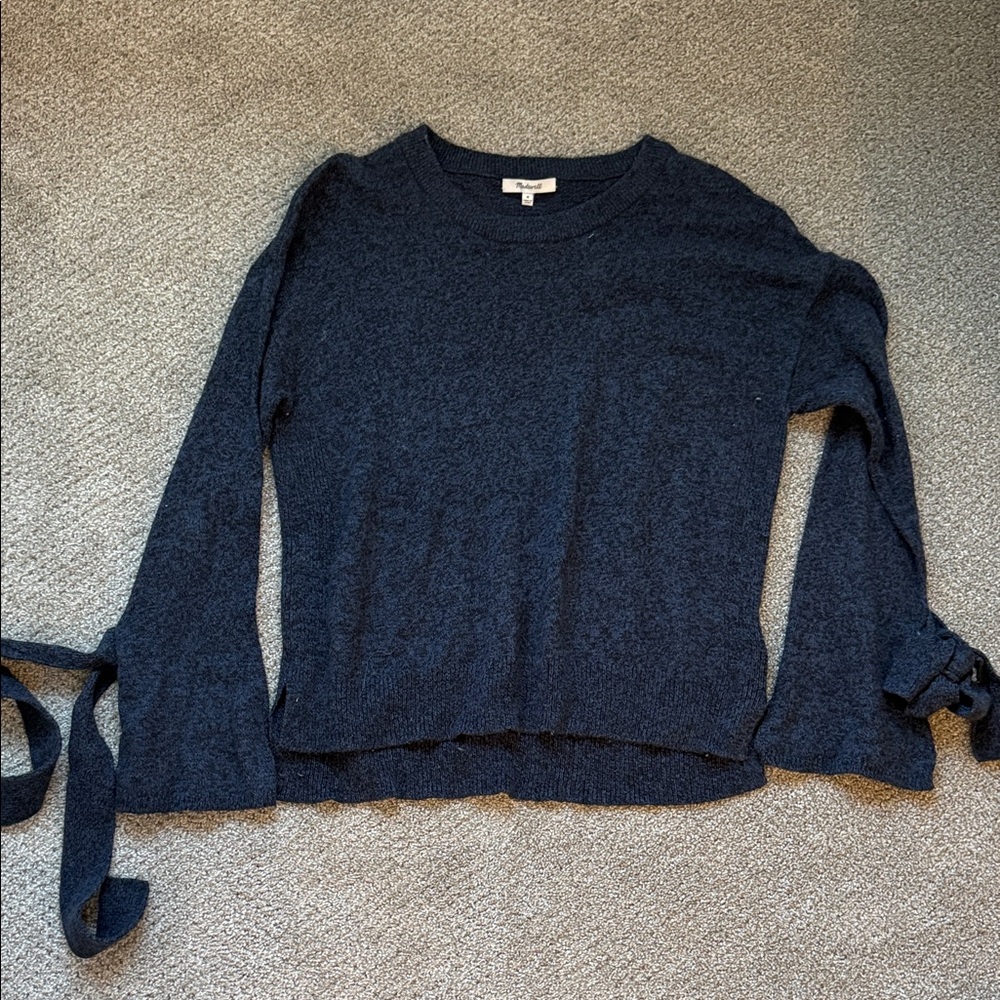 Madewell Navy Long Sleeve Sweater with Tie Details